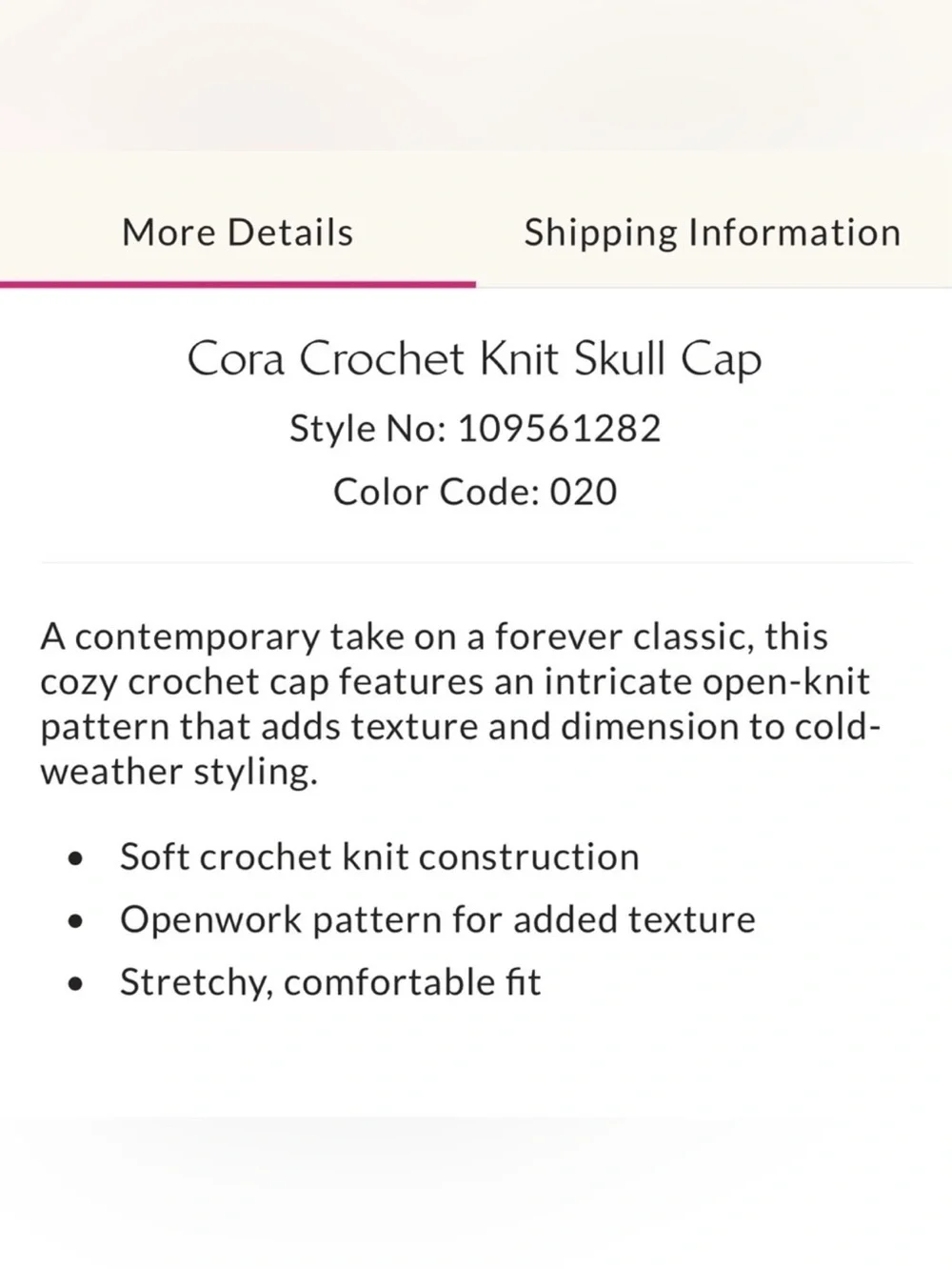 Free People Cora Crochet Knit skull - cap